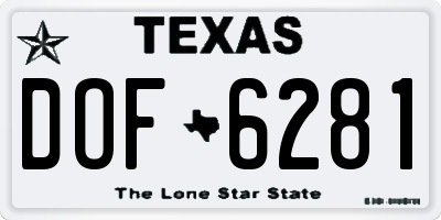 TX license plate DOF6281