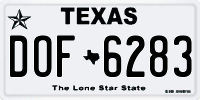 TX license plate DOF6283
