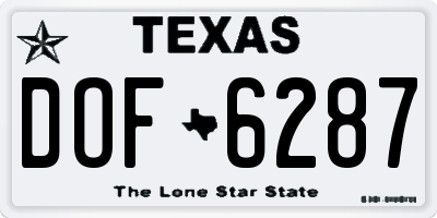 TX license plate DOF6287