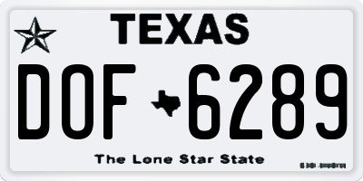 TX license plate DOF6289
