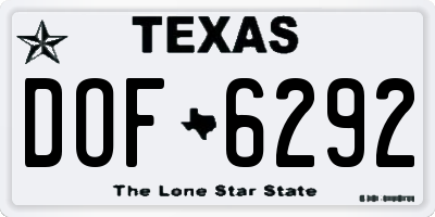 TX license plate DOF6292