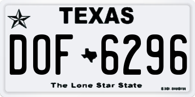 TX license plate DOF6296