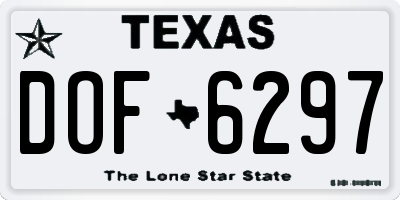 TX license plate DOF6297