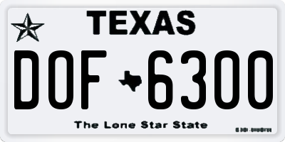 TX license plate DOF6300
