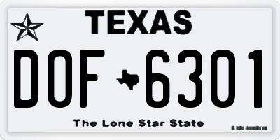 TX license plate DOF6301
