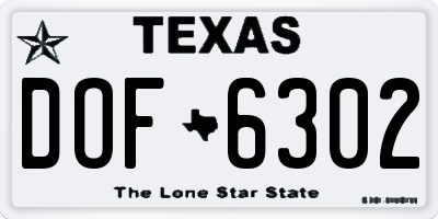 TX license plate DOF6302