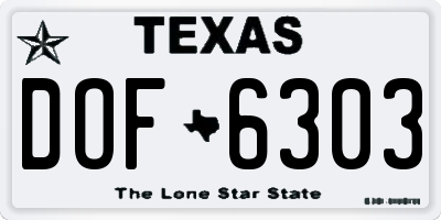 TX license plate DOF6303