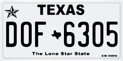 TX license plate DOF6305