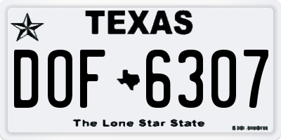 TX license plate DOF6307