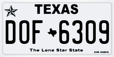 TX license plate DOF6309