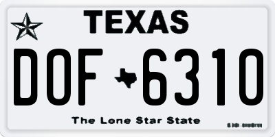 TX license plate DOF6310