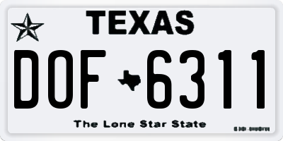 TX license plate DOF6311