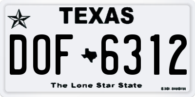 TX license plate DOF6312