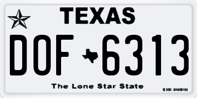 TX license plate DOF6313