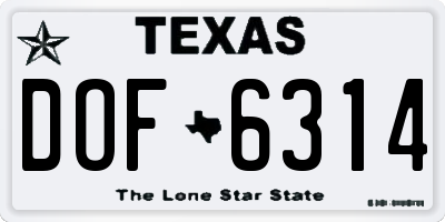 TX license plate DOF6314