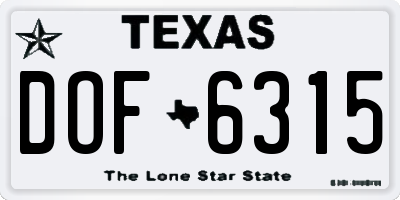 TX license plate DOF6315