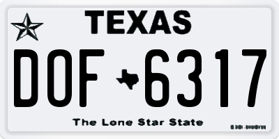 TX license plate DOF6317