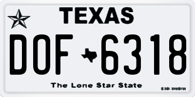 TX license plate DOF6318