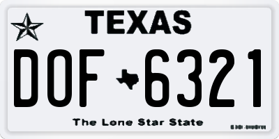 TX license plate DOF6321