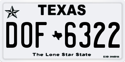 TX license plate DOF6322