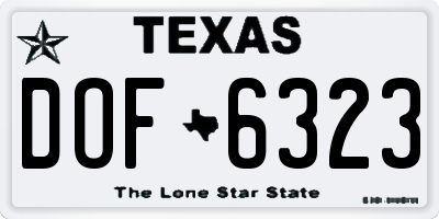 TX license plate DOF6323