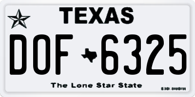 TX license plate DOF6325
