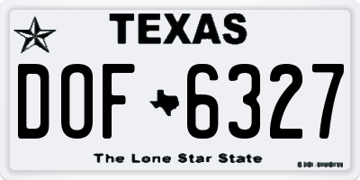 TX license plate DOF6327