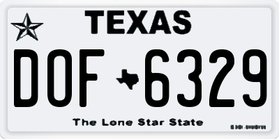 TX license plate DOF6329