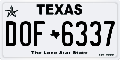 TX license plate DOF6337