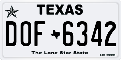 TX license plate DOF6342