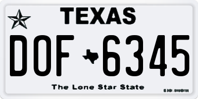 TX license plate DOF6345