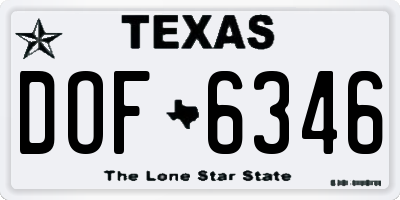 TX license plate DOF6346