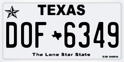 TX license plate DOF6349