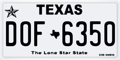 TX license plate DOF6350