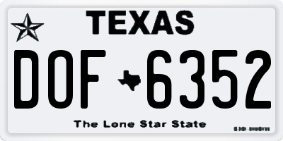 TX license plate DOF6352