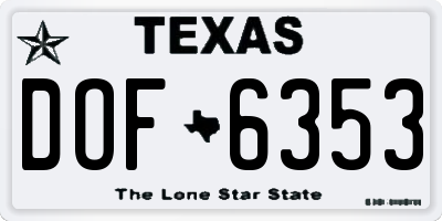TX license plate DOF6353