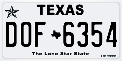 TX license plate DOF6354