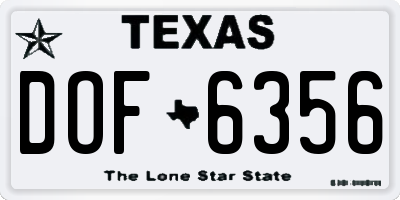 TX license plate DOF6356