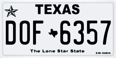 TX license plate DOF6357