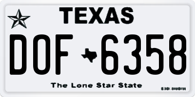 TX license plate DOF6358