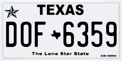 TX license plate DOF6359