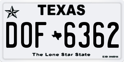 TX license plate DOF6362