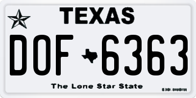 TX license plate DOF6363