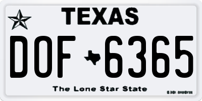 TX license plate DOF6365