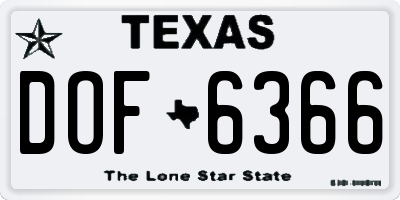 TX license plate DOF6366