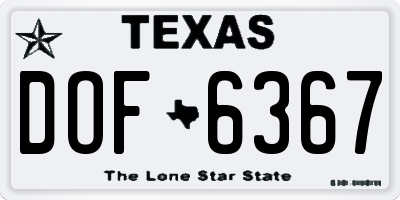 TX license plate DOF6367