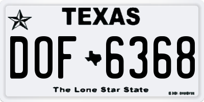 TX license plate DOF6368