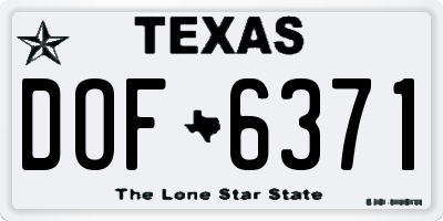 TX license plate DOF6371