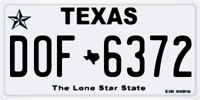 TX license plate DOF6372