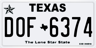 TX license plate DOF6374